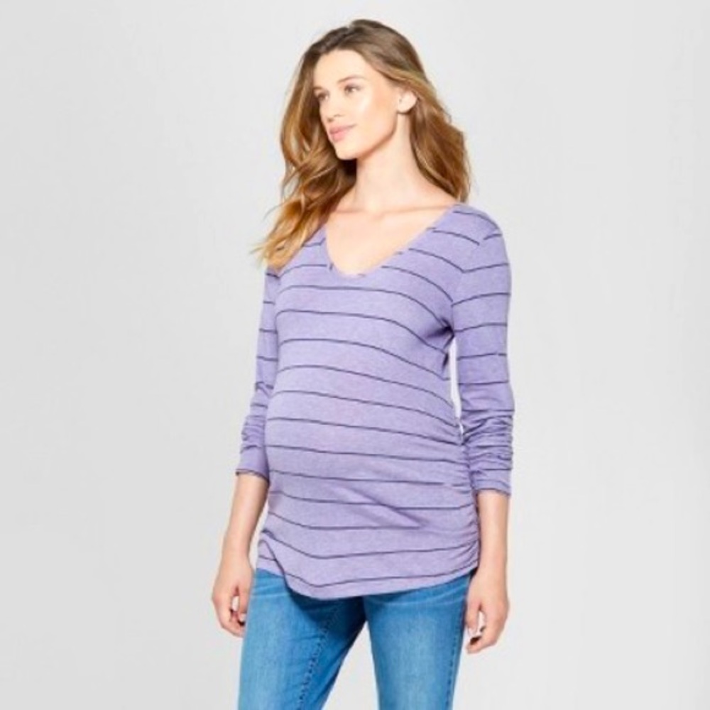 Isabel Maternity Long Sleeve Shirred T-Shirt